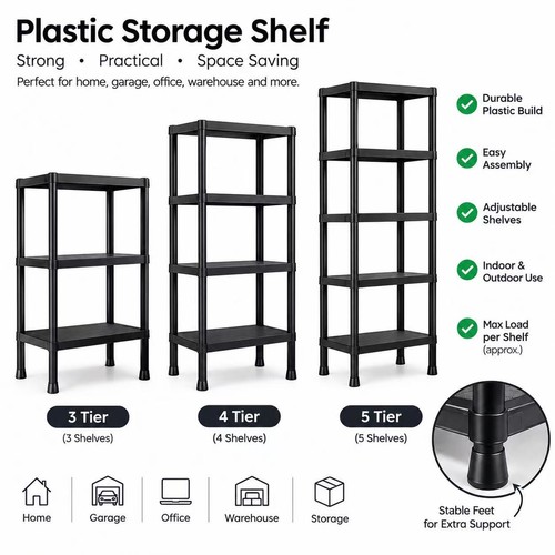 Tier plastic shelving - 3/4/5,